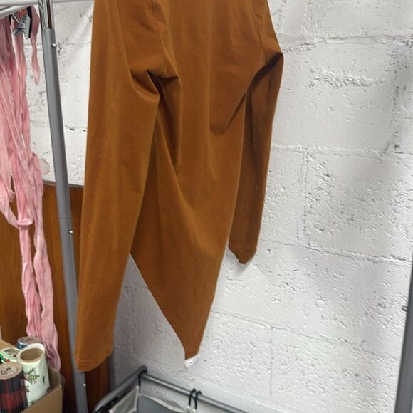 Bronze Long Sleeve Asymmetrical Body Suit - Button Snap Botton - NWOT - Small - Picture 3 of 4